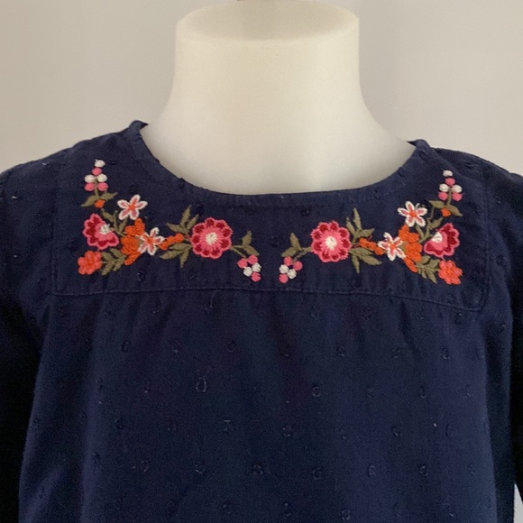 Baby Gap Navy Blue Textured Embroidered Floral Blouse 4 Years - Picture 8 of 8